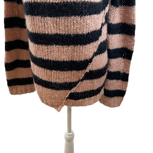 Pam & Gela Distressed Striped Asymmetrical Hem Sweater Small Wool Blend - Picture 6 of 12